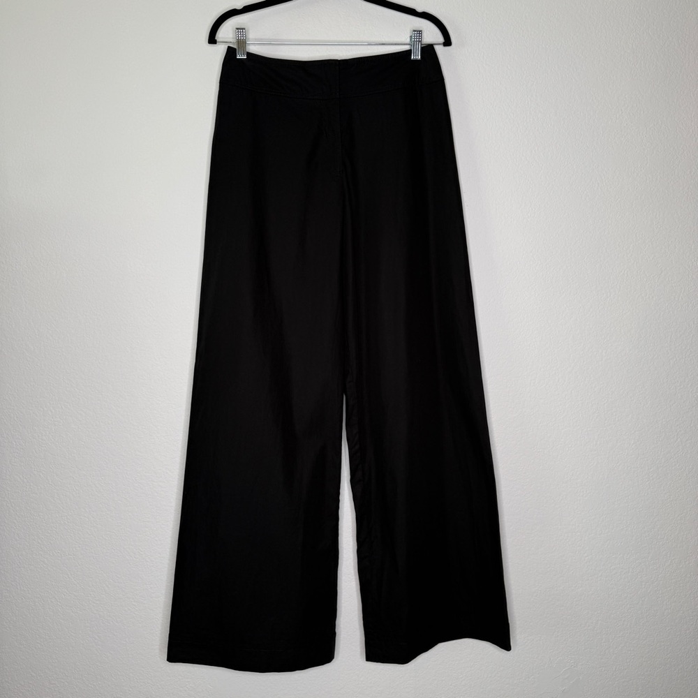 Charles Chang-Lima Wide Leg Pants Black Drop Waist Cotton Viscose Size 8